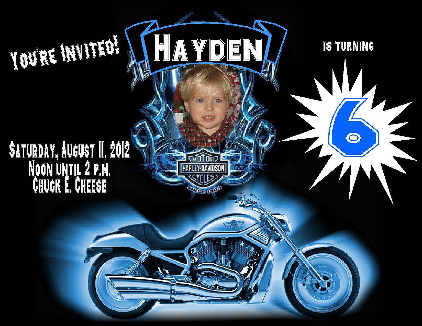 Motorcycle Personalized Photo Birthday Invitations Blue - $1.09 : Welcome To Grand ...1650 x 1275