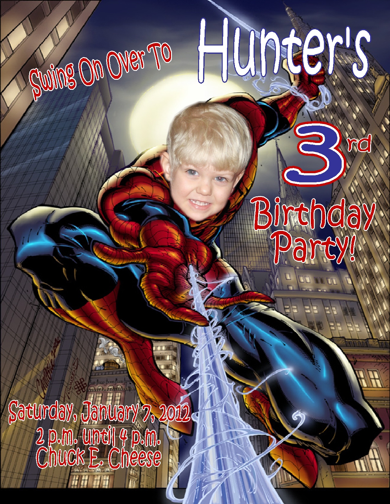Spiderman 2012 Personalized Photo Birthday Invitations