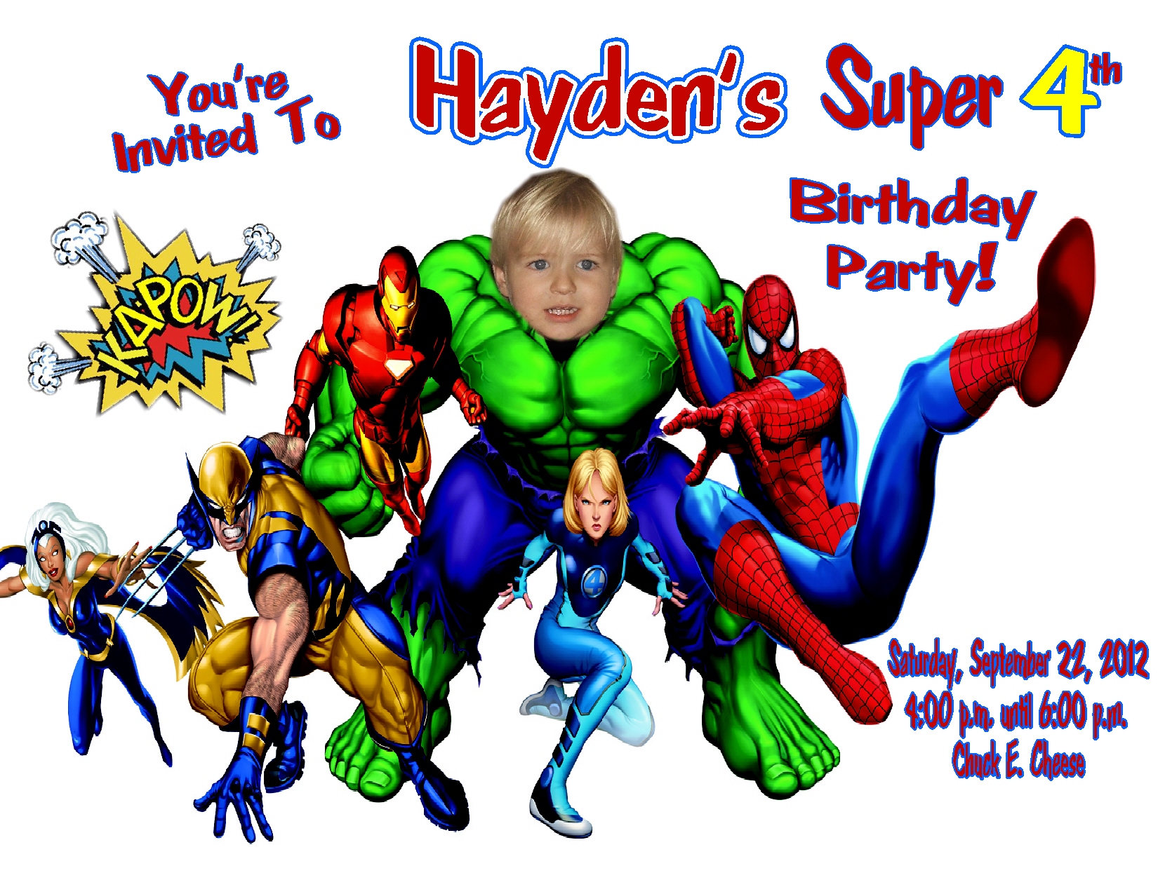Super Hero Hulk Personalized Photo Invitations