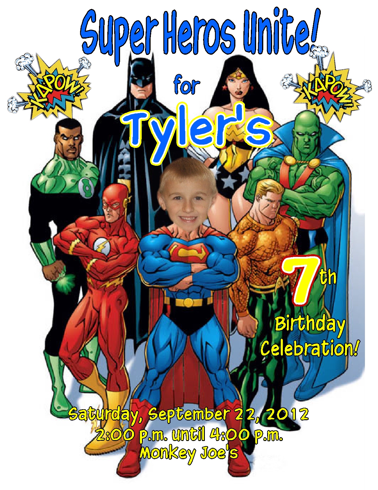 Super Heros Unite Personalized Photo Birthday Invitations
