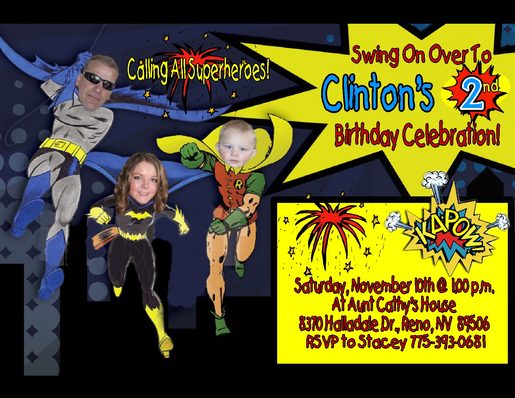 Super Hero Family Personalized Photo Birthday Invitations