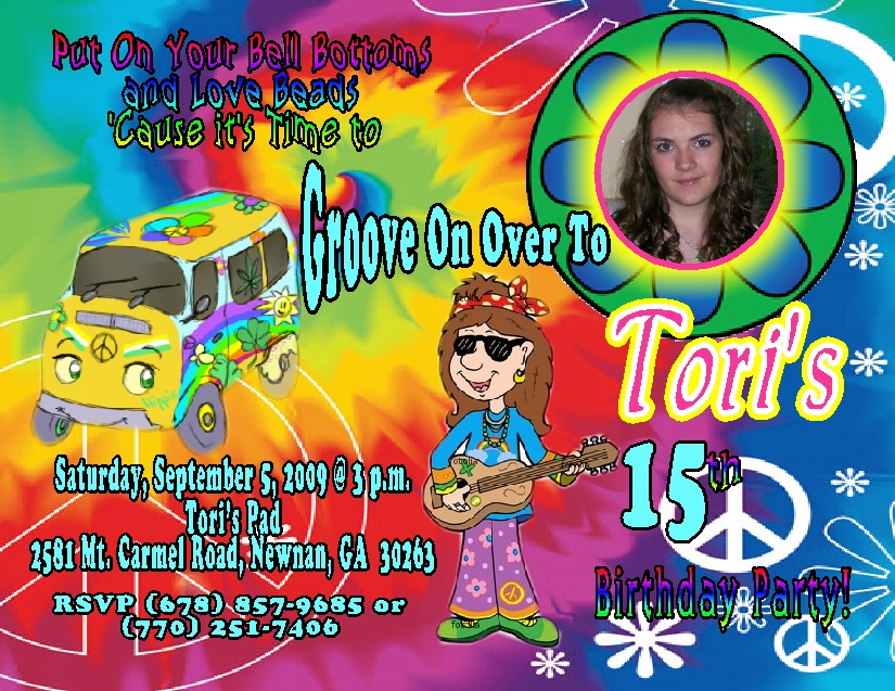 hippie personalized photo birthday invitations $1 19 welcome to toriC15bday2 hippie personalized photo birthday invitations $1 19 welcome to